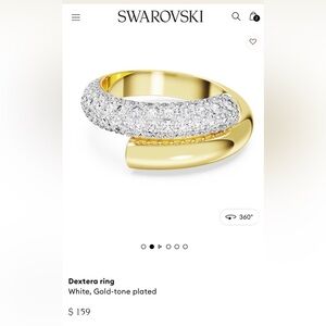 Swarovski Gold Ring with Clear Crystal Pavé Wrap